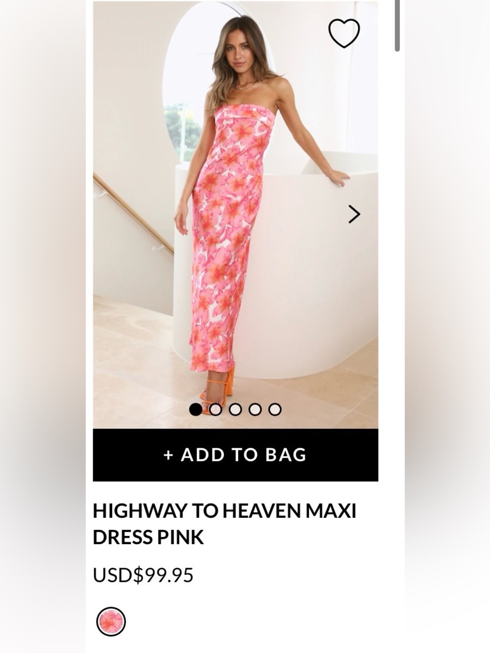 Hello Molly Pink Floral Strapless Maxi Dress